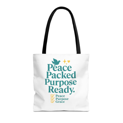 Motivational Tote Bag - Peace Packed Purpose Ready, Inspirational Eco-Friendly Bag, Gift for Friends, Stylish Everyday Use, Shopping, Gym