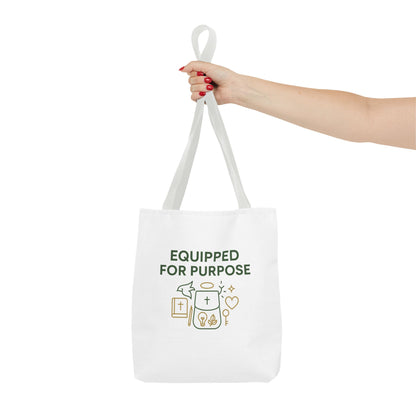 Inspirational Tote Bag - Equipped for Purpose, Motivational Gift, Everyday Carry, Christian Tote, Eco-Friendly Bag