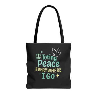 Peace-Themed Tote Bag Empower Your Journey, Eco-Friendly, Shopping, Beach, Gifts, Everyday Use