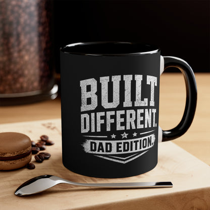 Built Different Dad Edition Accent Mug — Pink Interior Coffee Cup for Fathers, Father’s Day Gift