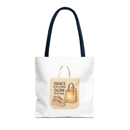 Chic Inspirational Tote Bag, Grace in My Stride Glow in My Bag, Motivational Gift, Daily Use, Eco-Friendly Shopping Bag, Trendy Handbag