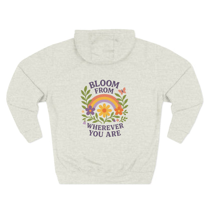 Bloom Wherever You Are Floral Fleece Hoodie