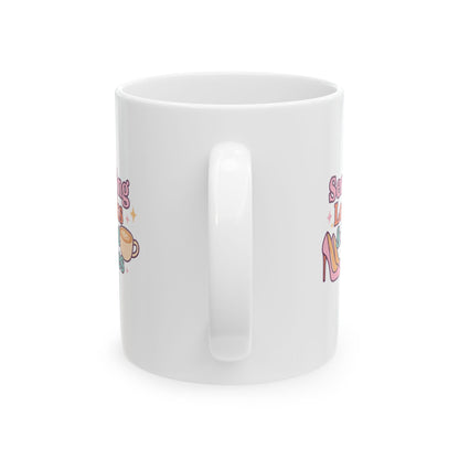 Serving Looks & Lattes - Cute Illustrated Ceramic Mug, Perfect Gift for Coffee Lovers, Funny Tea Mug, Daily Motivation Cup, Unique Kitchen Decor