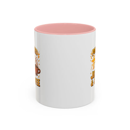 Coffee Lover's Accent Mug - Powered by Jesus & Coffee, Inspirational Drinkware, Christian Gift, Coffee Enthusiast, Religious Mug, [...]