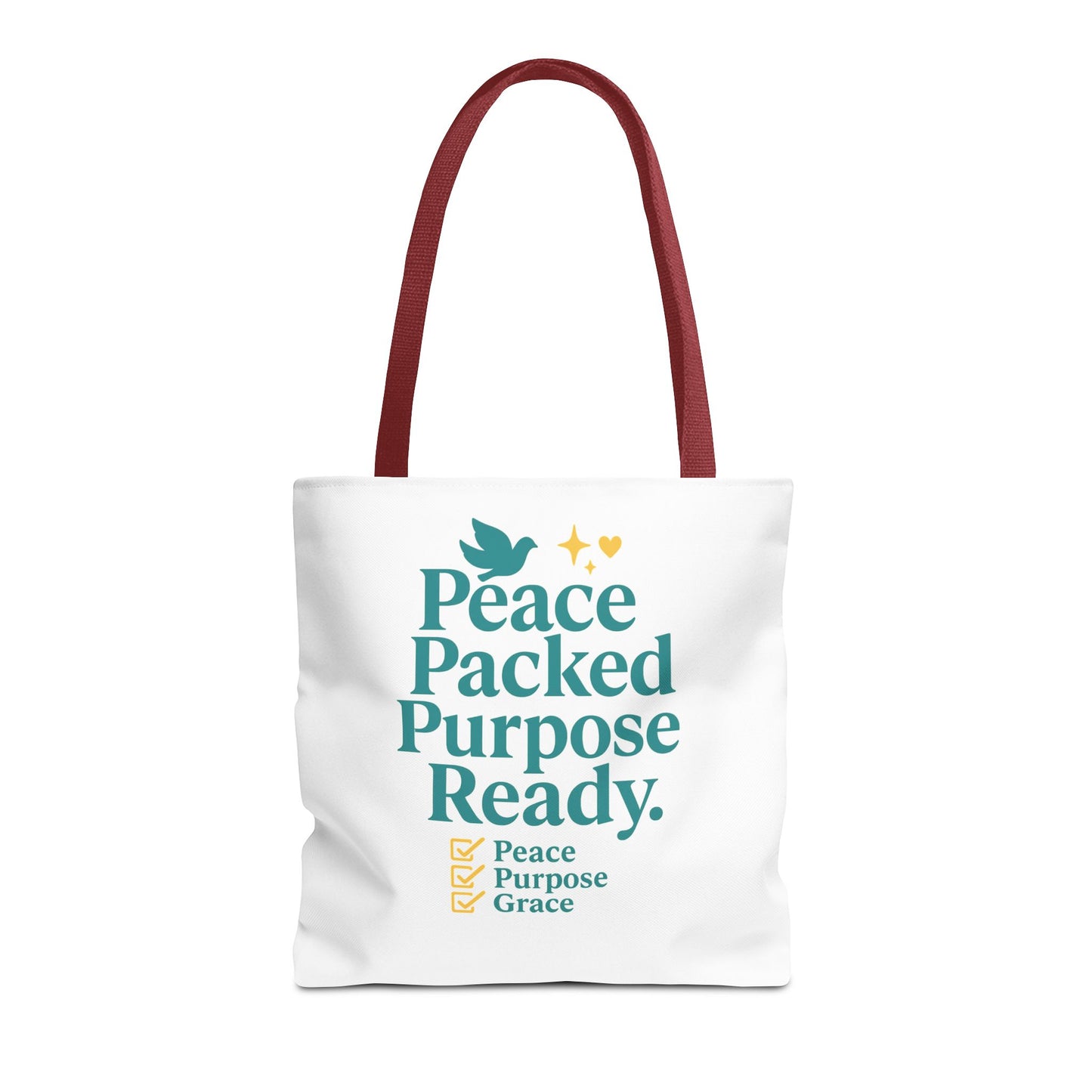 Motivational Tote Bag - Peace Packed Purpose Ready, Inspirational Eco-Friendly Bag, Gift for Friends, Stylish Everyday Use, Shopping, Gym
