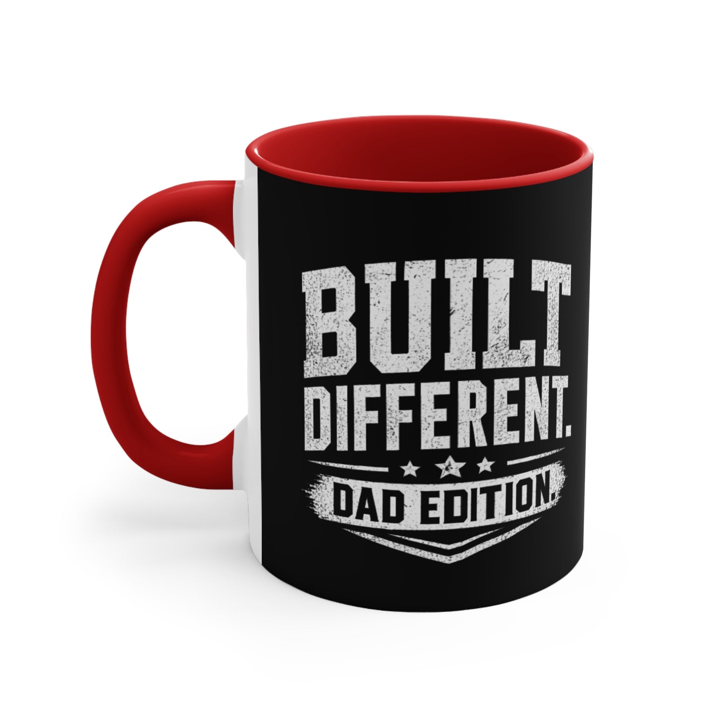 Built Different Dad Edition Accent Mug — Pink Interior Coffee Cup for Fathers, Father’s Day Gift