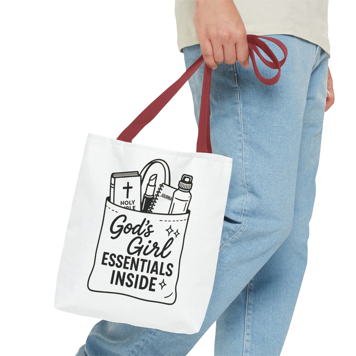 God's Girl Essentials Tote Bag | Motivational Bag for Women, Christian Gifts, Spiritual Tote, Everyday Purse, Faith-Inspired Accessory
