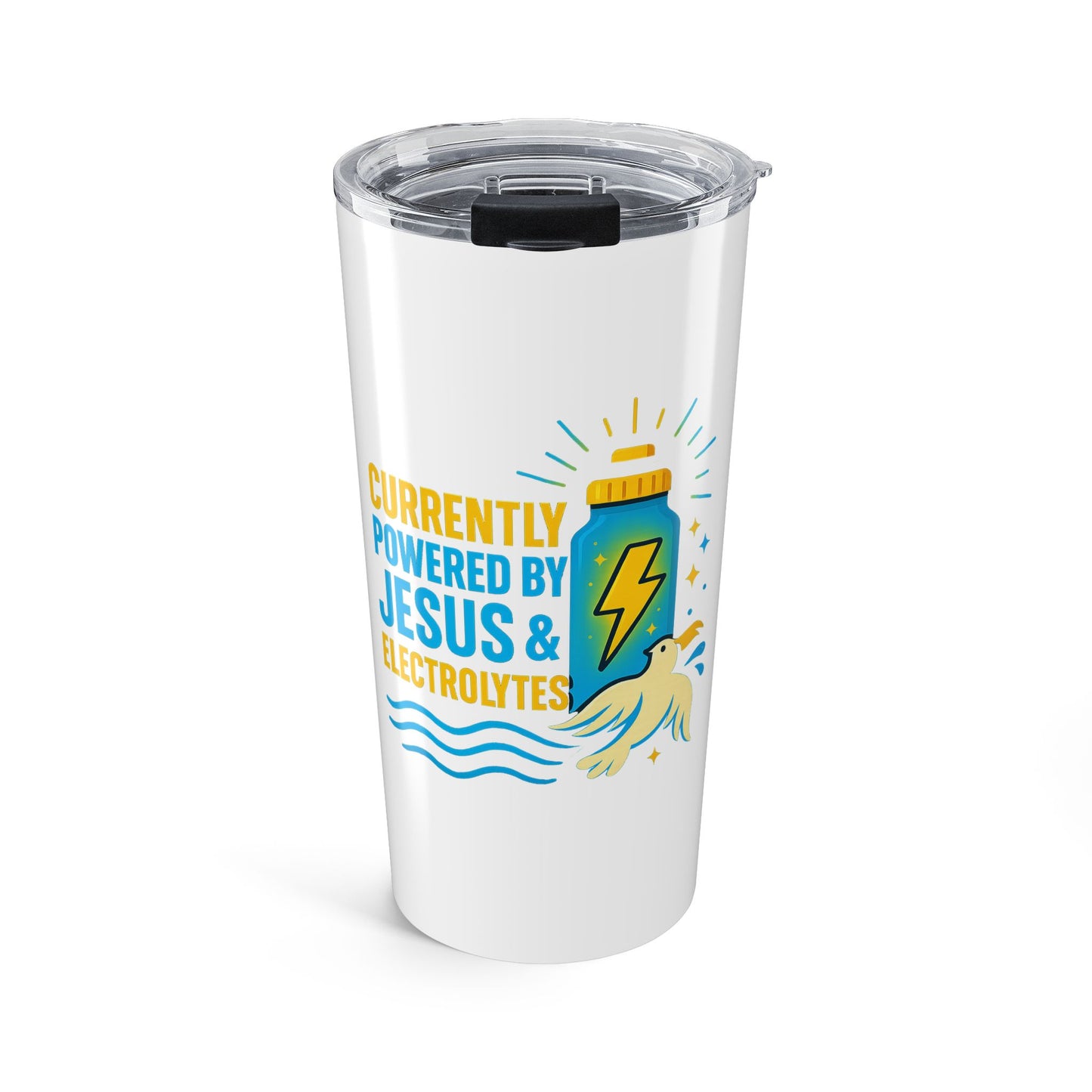 Powered by Jesus & Electrolytes Tumbler - 20oz Insulated Travel Mug for Faith and Fitness, Christian Gift, Motivational Drinkware, [...]
