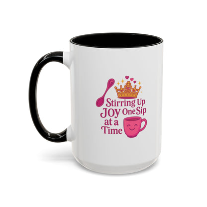 Joyful Accent Coffee Mug - 11/15oz, Colorful Sip Design, Perfect Gift for Coffee Lovers, Birthdays, Holidays, Housewarming