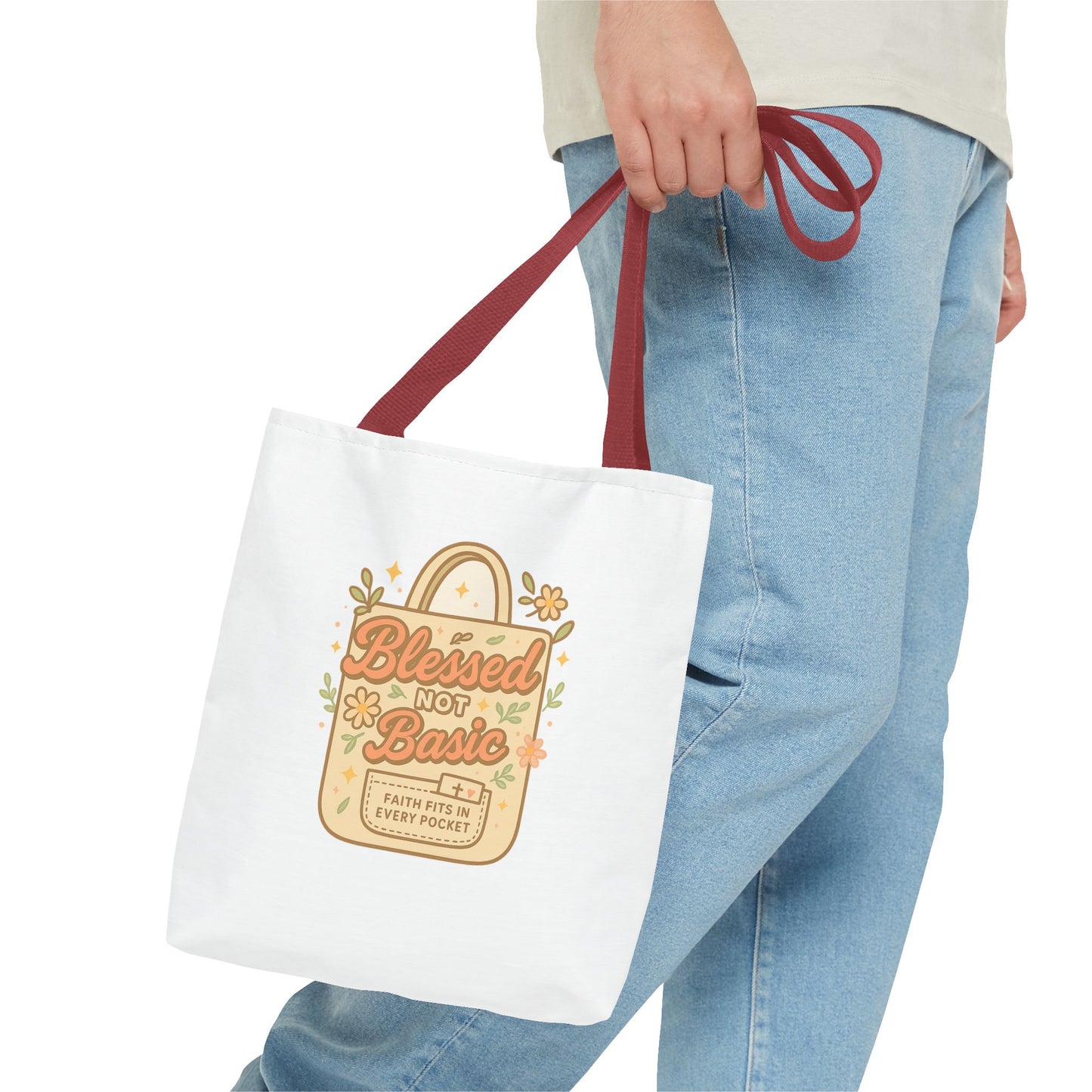 Blessed Not Basic Tote Bag, Trendy Eco-Friendly Canvas
