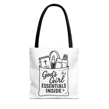 God's Girl Essentials Tote Bag | Motivational Bag for Women, Christian Gifts, Spiritual Tote, Everyday Purse, Faith-Inspired Accessory