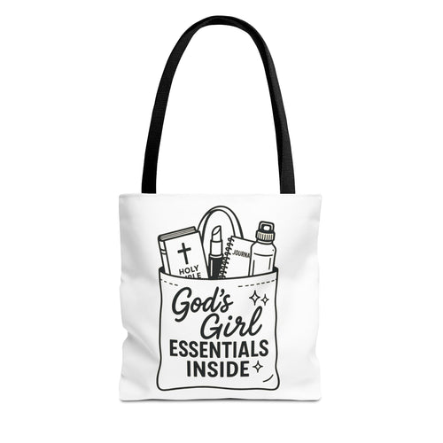 God's Girl Essentials Tote Bag | Motivational Bag for Women, Christian Gifts, Spiritual Tote, Everyday Purse, Faith-Inspired Accessory
