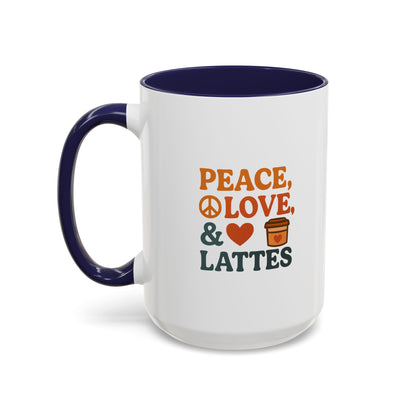 Peace, Love & Lattes Coffee Mug | Accent Mug for Coffee Lovers | Gift for Baristas, Friends, Home Decor, Kitchen Essentials