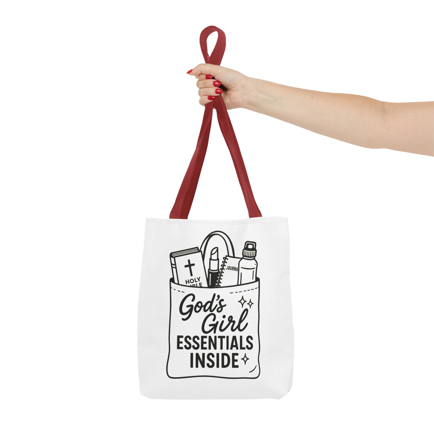 God's Girl Essentials Tote Bag | Motivational Bag for Women, Christian Gifts, Spiritual Tote, Everyday Purse, Faith-Inspired Accessory