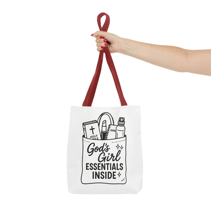 God's Girl Essentials Tote Bag | Motivational Bag for Women, Christian Gifts, Spiritual Tote, Everyday Purse, Faith-Inspired Accessory