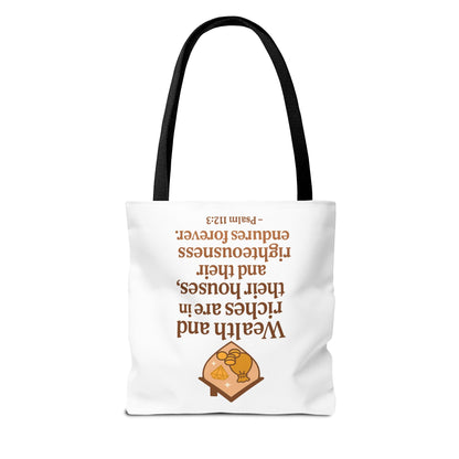 Psalm 112:3 Bible Verse Tote Bag