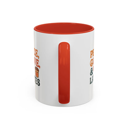 Peace, Love & Lattes Coffee Mug | Accent Mug for Coffee Lovers | Gift for Baristas, Friends, Home Decor, Kitchen Essentials