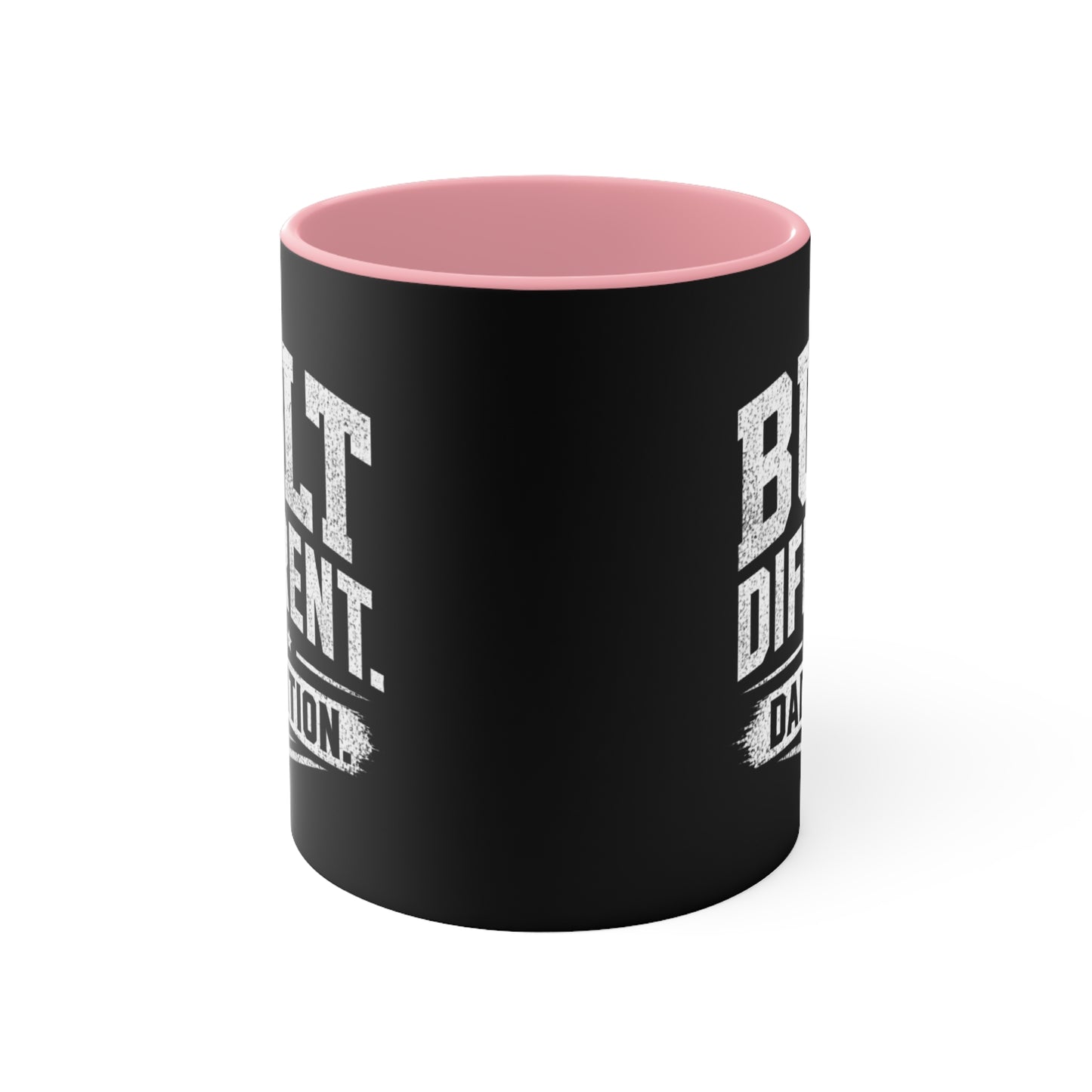 Built Different Dad Edition Accent Mug — Pink Interior Coffee Cup for Fathers, Father’s Day Gift