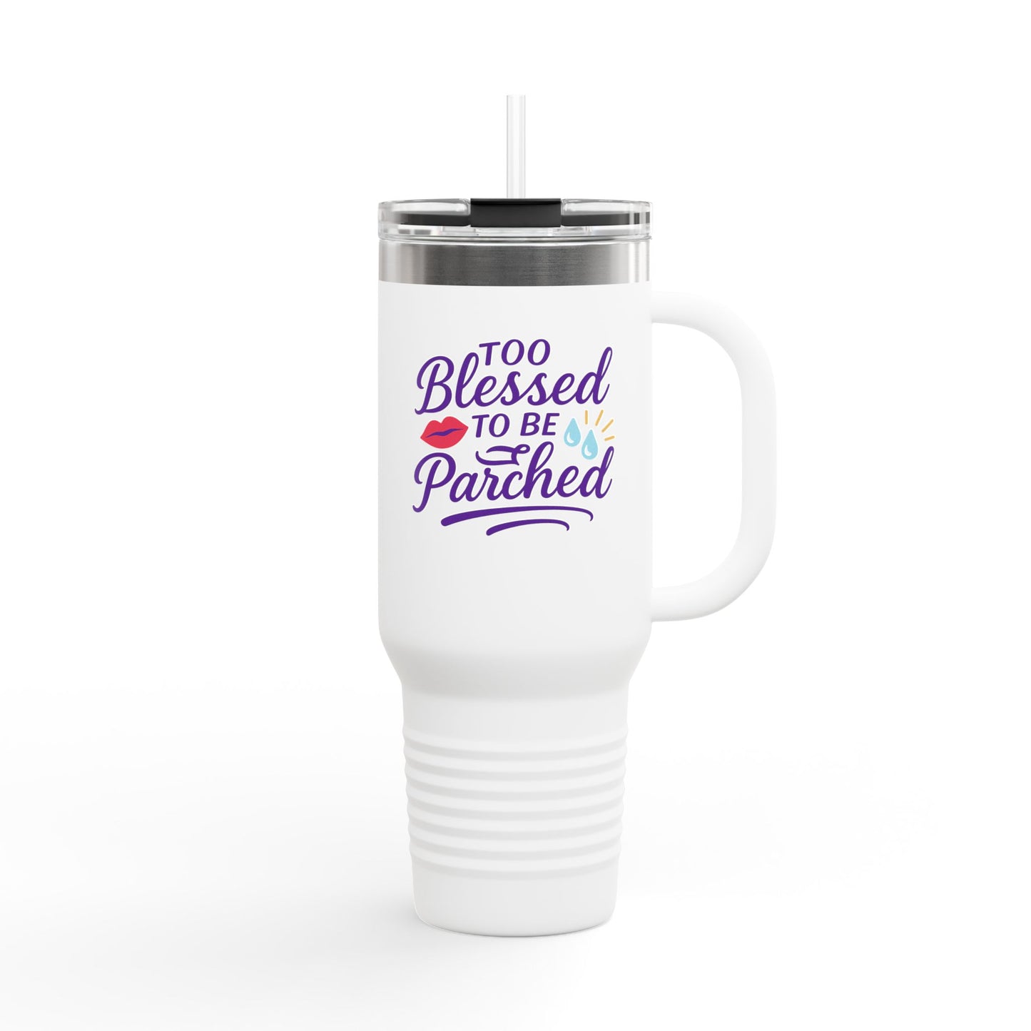 Blessed to be Parched 40oz Insulated Travel Mug, Perfect for Road Trips, Coffee Lovers, Gifting, Beach Days, Outdoor Adventures
