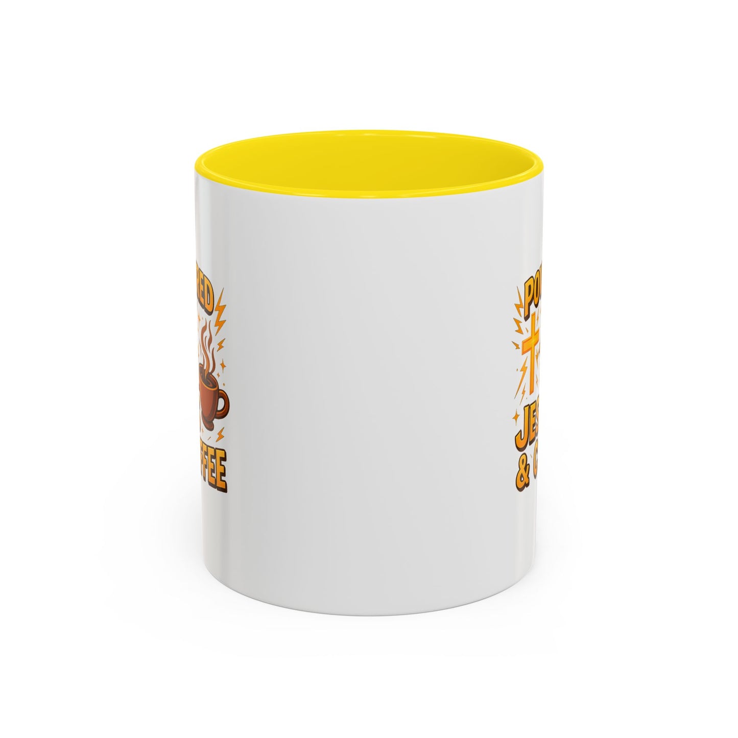 Coffee Lover's Accent Mug - Powered by Jesus & Coffee, Inspirational Drinkware, Christian Gift, Coffee Enthusiast, Religious Mug, [...]