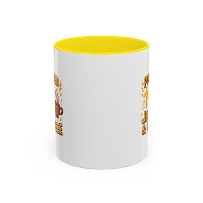 Coffee Lover's Accent Mug - Powered by Jesus & Coffee, Inspirational Drinkware, Christian Gift, Coffee Enthusiast, Religious Mug, [...]