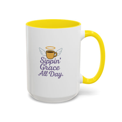 Sippin' Grace All Day Coffee Mug, Cute Coffee Cup, Inspirational Mug, Gift for Coffee Lovers, Perfect for Any Occasion