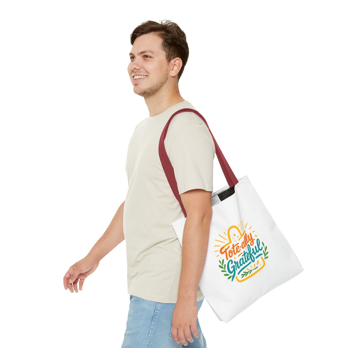 Grateful Tote Bag, Eco-Friendly Shopping Bag, Gift for Mom, Stylish Carry-All, Perfect for Summer Adventures