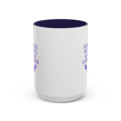 Flawless & Fully Caffeinated Accent Coffee Mug for Faithful Friends, Inspirational Gift, Morning Motivation Cup, Bible Lover's Mug