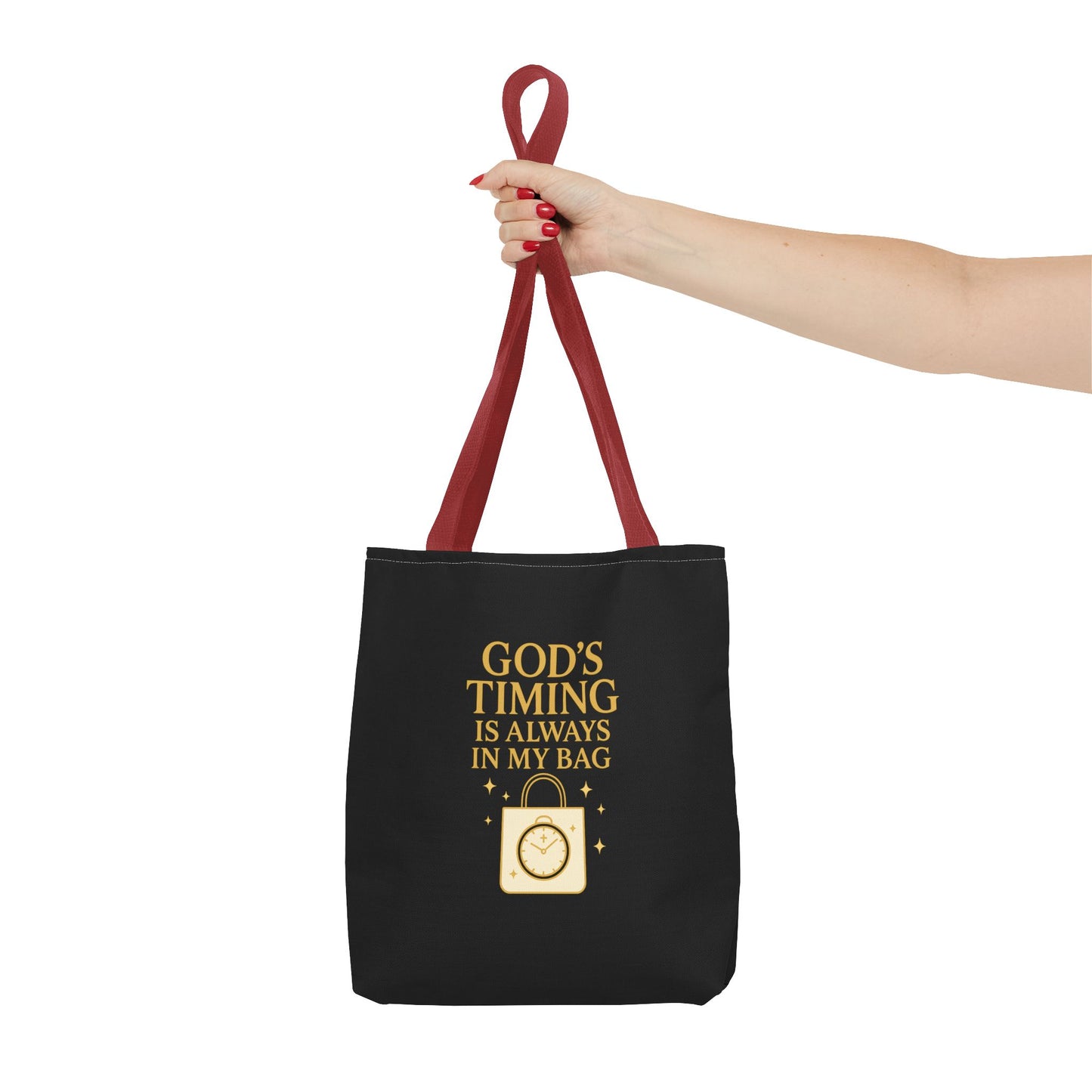 God's Timing Tote Bag | Motivational Bag for Everyday Use, Gift for Believers, Casual Tote for Work, School, and Travel