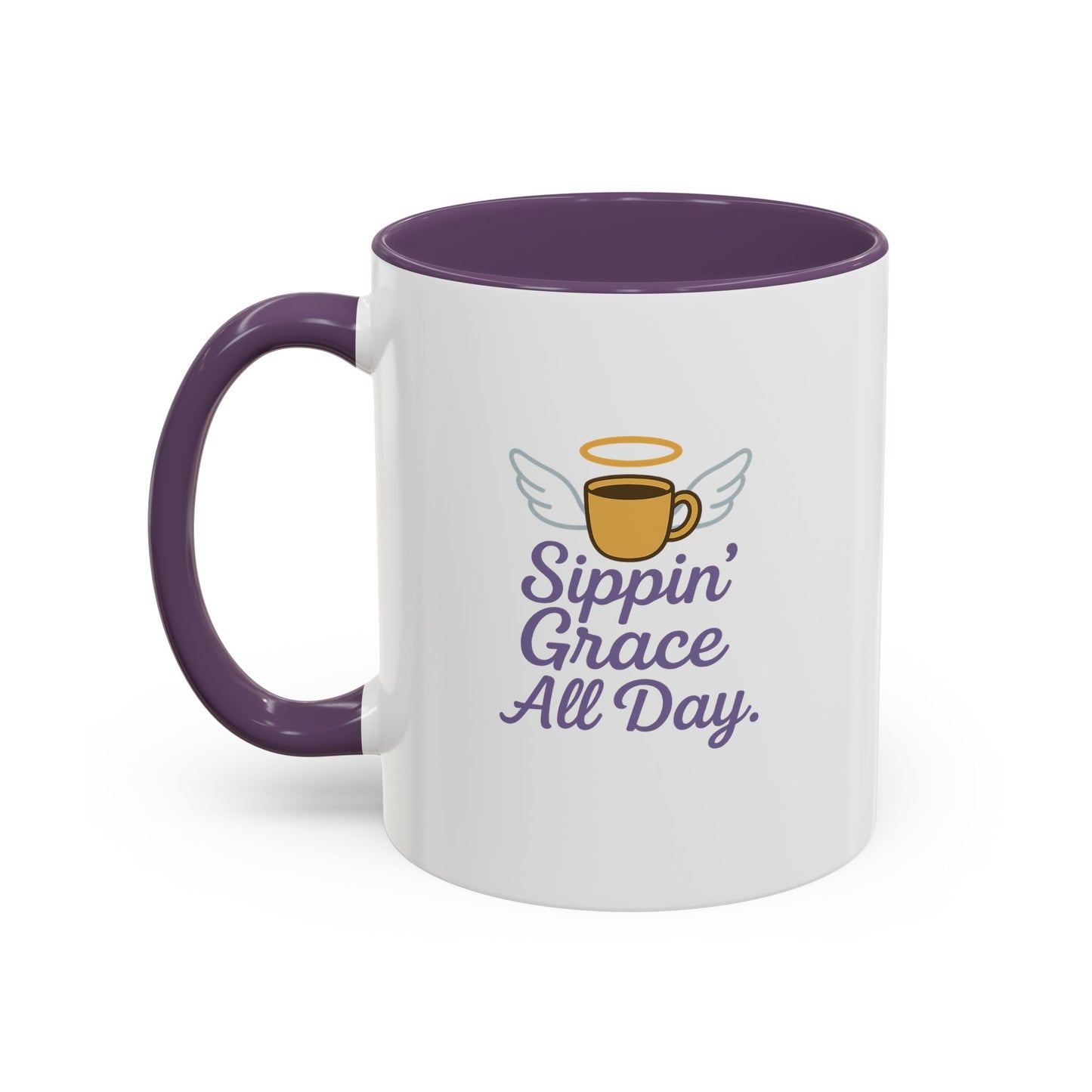 Sipping Grace Accent Coffee Mug | Stylish Gift for Coffee Lovers, Inspirational Mug, Office Décor, Unique Funny Coffee Cup