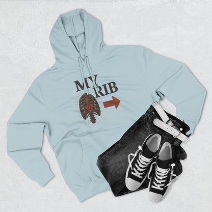 Heartfelt Rib Graphic Hoodie for Couples, Valentine's Day Gift, Matching Sweatshirt, Cozy Fleece, Romantic Style
