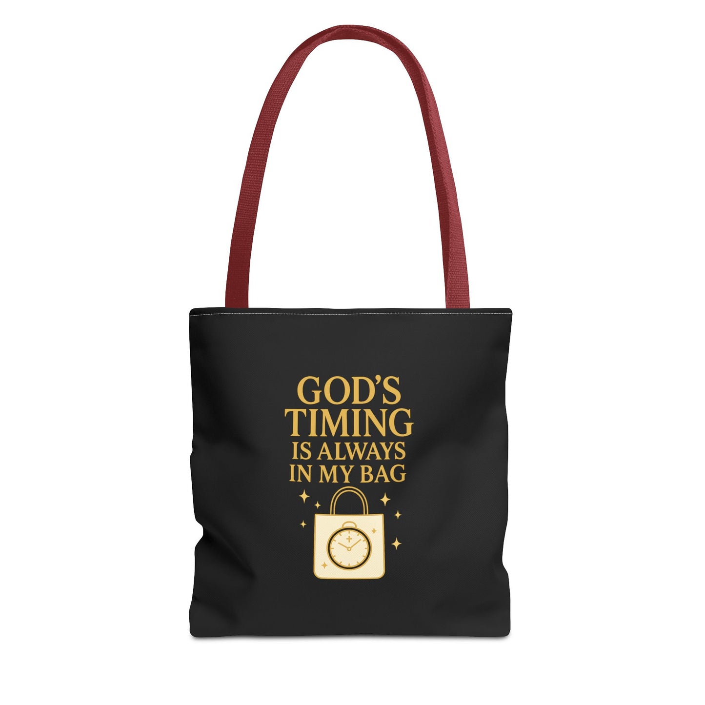 God's Timing Tote Bag | Motivational Bag for Everyday Use, Gift for Believers, Casual Tote for Work, School, and Travel