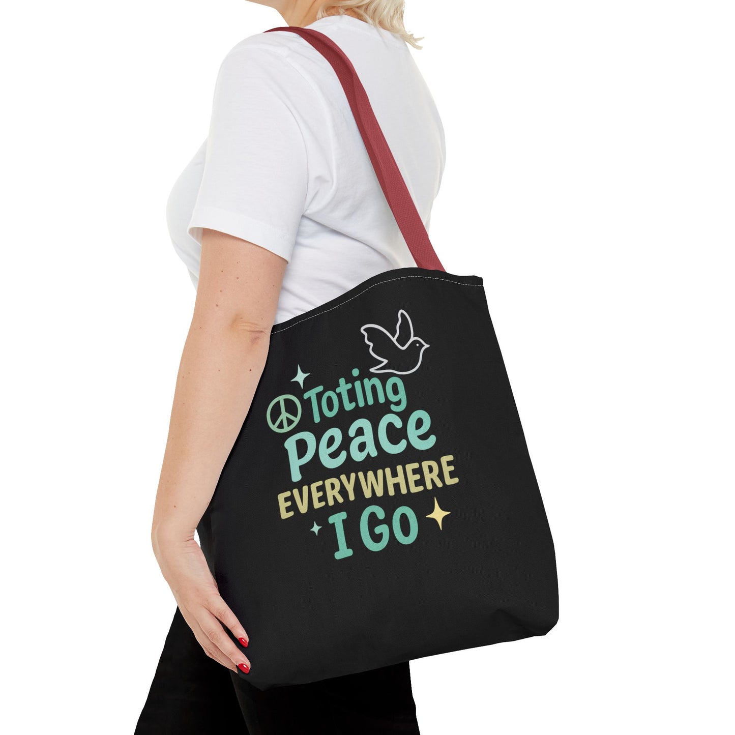 Peace-Themed Tote Bag Empower Your Journey, Eco-Friendly, Shopping, Beach, Gifts, Everyday Use