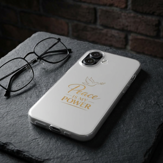 Phone Case — "Peace Is My Power" Clear Protective Case with Dove Design