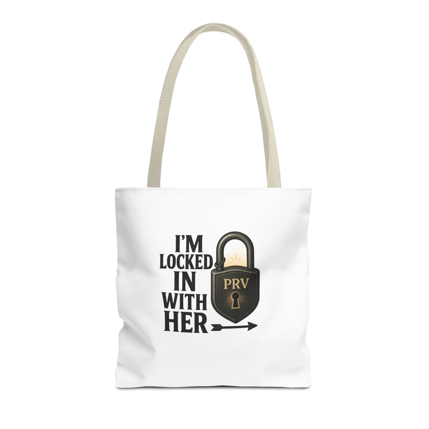 Locked In With Her Tote Bag, Funny Gift for Couples, Personalized Shopping Tote, Everyday Carryall, Unique Friendship Present