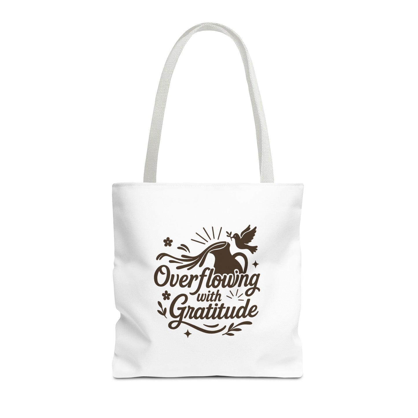 Overflowing with Gratitude Tote Bag - Eco-Friendly, Reusable Shopping Bag, Gift for Friends, Thank You Gift, Inspirational Design