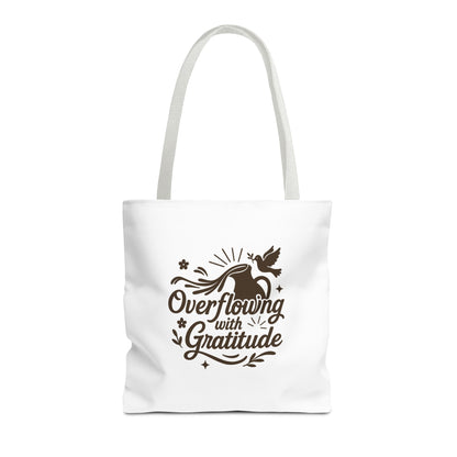Overflowing with Gratitude Tote Bag - Eco-Friendly, Reusable Shopping Bag, Gift for Friends, Thank You Gift, Inspirational Design