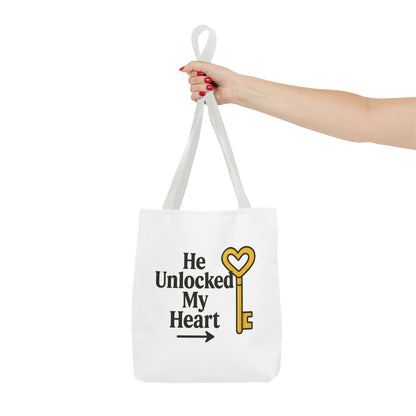 Heart Unlocking Quote Tote Bag, Valentine's Gift, Love Theme, Stylish Shoulder Bag, Perfect for Everyday Use, Cute Fashion Accessory