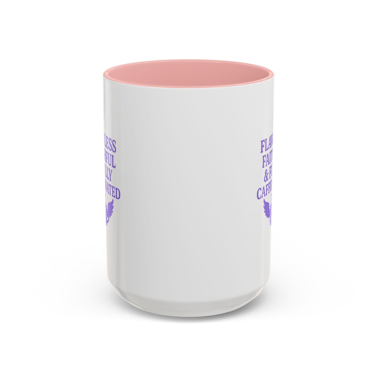 Flawless & Fully Caffeinated Accent Coffee Mug for Faithful Friends, Inspirational Gift, Morning Motivation Cup, Bible Lover's Mug