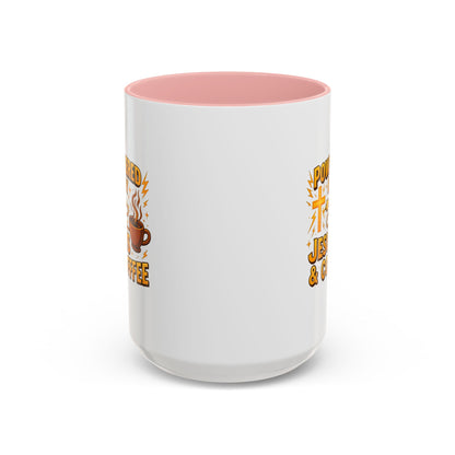 Coffee Lover's Accent Mug - Powered by Jesus & Coffee, Inspirational Drinkware, Christian Gift, Coffee Enthusiast, Religious Mug, [...]
