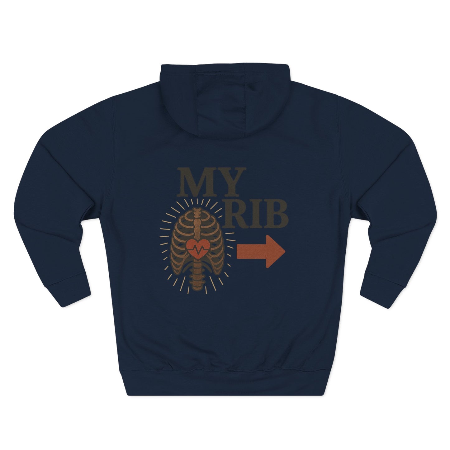 Heartfelt Rib Graphic Hoodie for Couples, Valentine's Day Gift, Matching Sweatshirt, Cozy Fleece, Romantic Style
