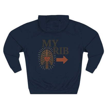 Heartfelt Rib Graphic Hoodie for Couples, Valentine's Day Gift, Matching Sweatshirt, Cozy Fleece, Romantic Style