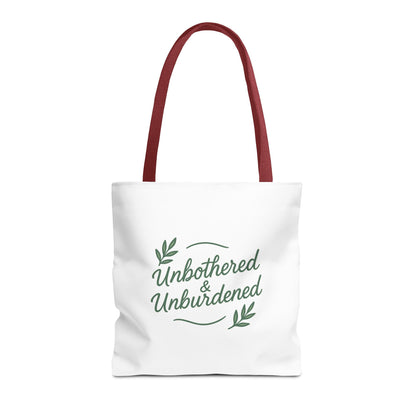 Unbothered & Unburdened Tote Bag, Everyday Tote, Eco-Friendly Bag, Gift for Her, Stylish Shopping Bag, Motivational Tote
