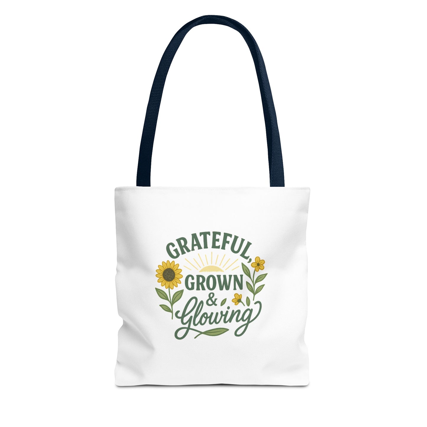Grateful & Growing Tote Bag, Inspirational Gift, Eco-Friendly Shopper, Floral Design, Sunflower Tote, Everyday Use, Life's Little Joys