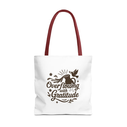 Overflowing with Gratitude Tote Bag - Eco-Friendly, Reusable Shopping Bag, Gift for Friends, Thank You Gift, Inspirational Design