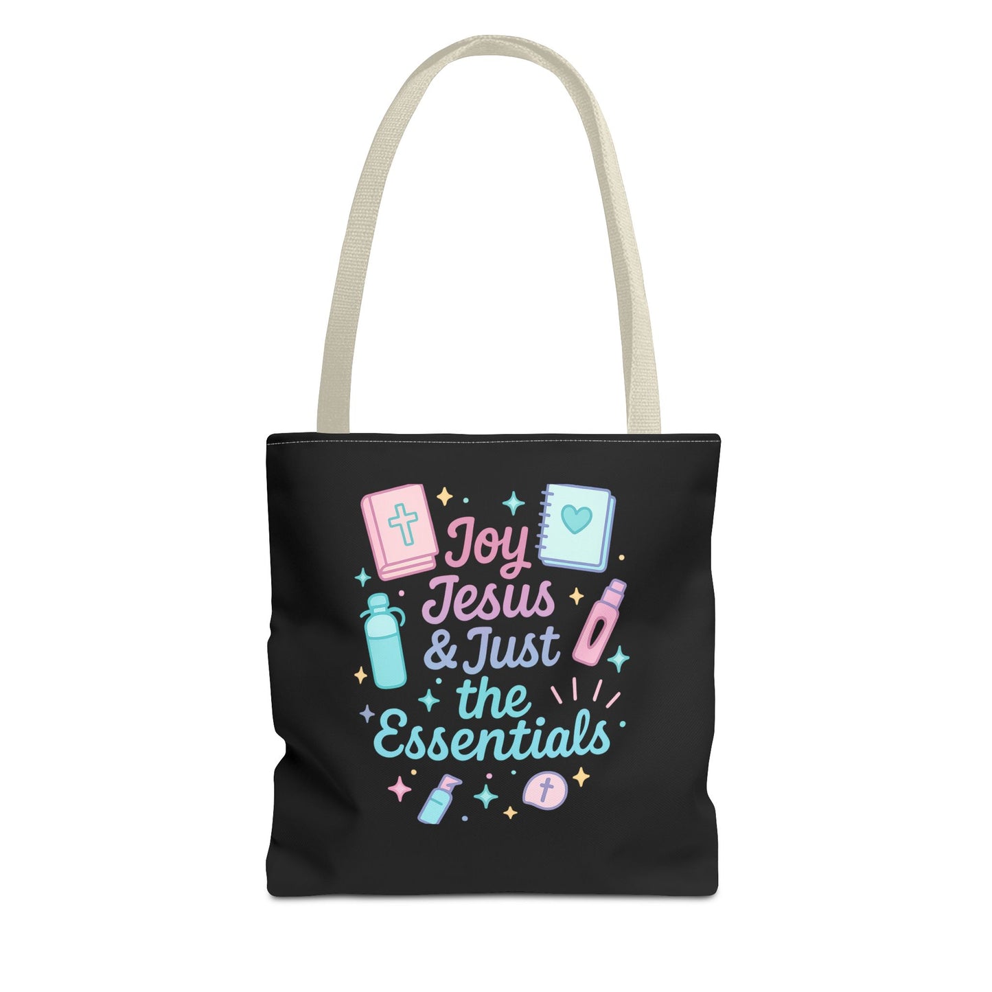 Joyful Essentials Tote Bag for Faith Lovers, Christian Canvas Bag, Unique Gift for Church, Bible Study, Everyday Use, Stylish Carryall