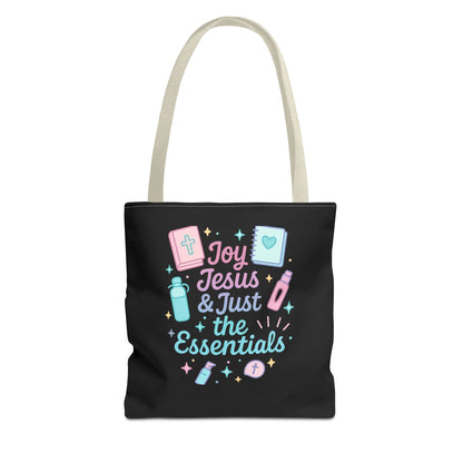 Joyful Essentials Tote Bag for Faith Lovers, Christian Canvas Bag, Unique Gift for Church, Bible Study, Everyday Use, Stylish Carryall