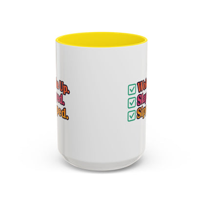 Woke Up Slayed Sipped Coffee Mug, Motivational Mug Gift, Fun Coffee Cup, Inspirational Office Mug, Morning Routine Mug