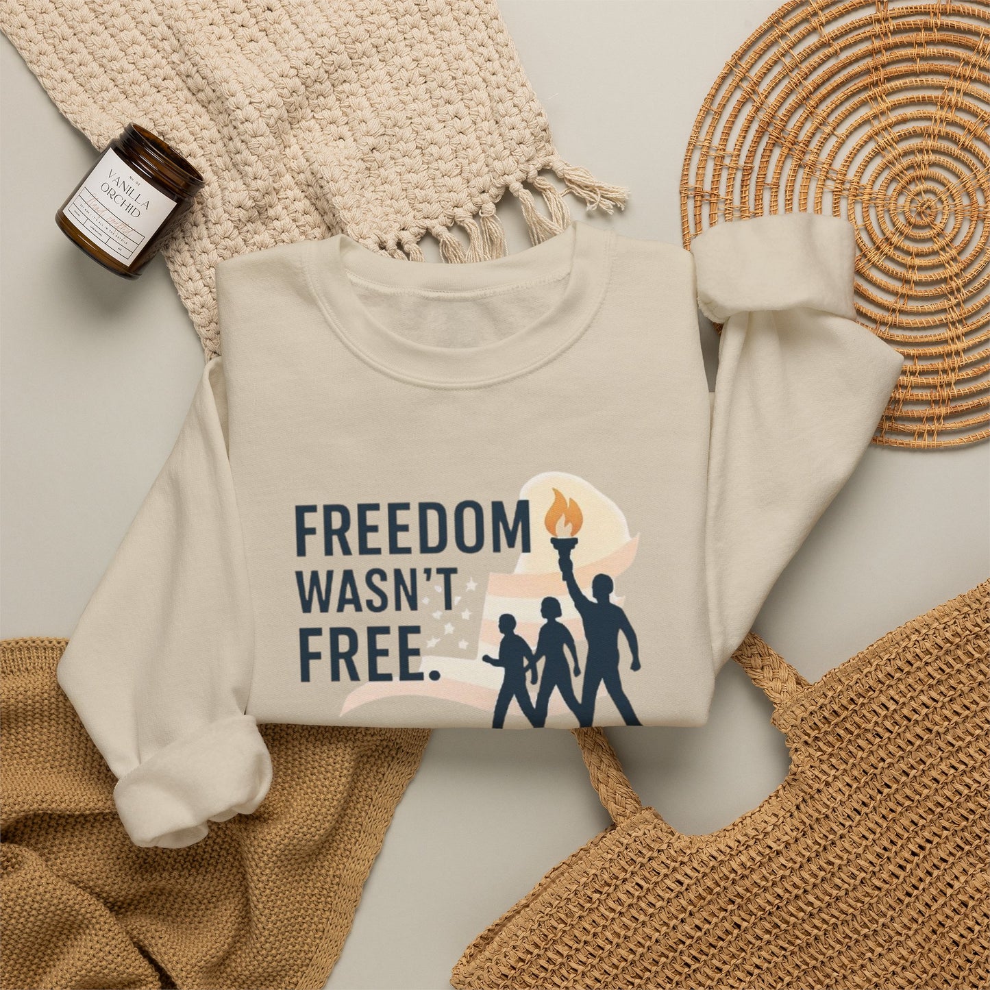 Freedom Wasn't Free Crewneck Sweatshirt — Patriotic Veterans Tribute