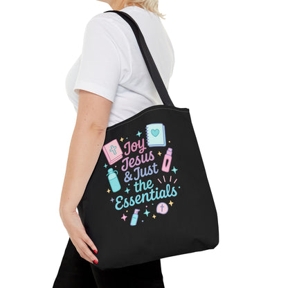 Joyful Essentials Tote Bag for Faith Lovers, Christian Canvas Bag, Unique Gift for Church, Bible Study, Everyday Use, Stylish Carryall